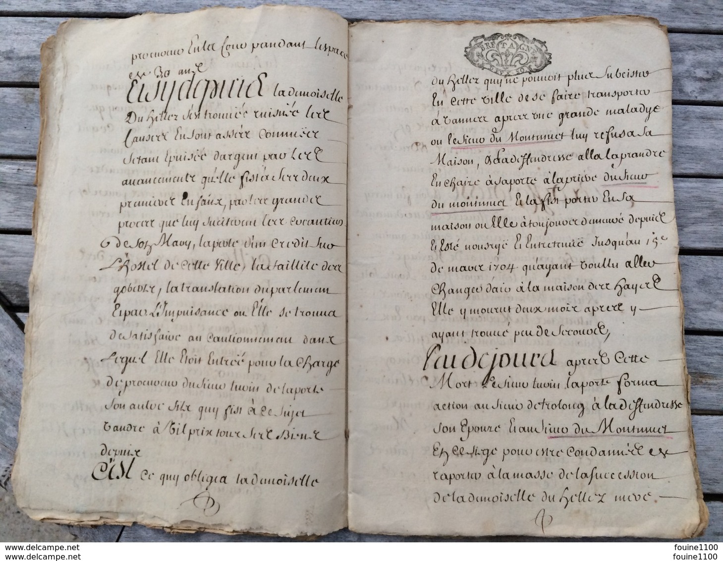 Grand Cahier Année 1707 BRETAGNE Pour Dame Janne Turin Guillaume De Trolong De Villeroy  à Identifier à Traduire - Historische Documenten