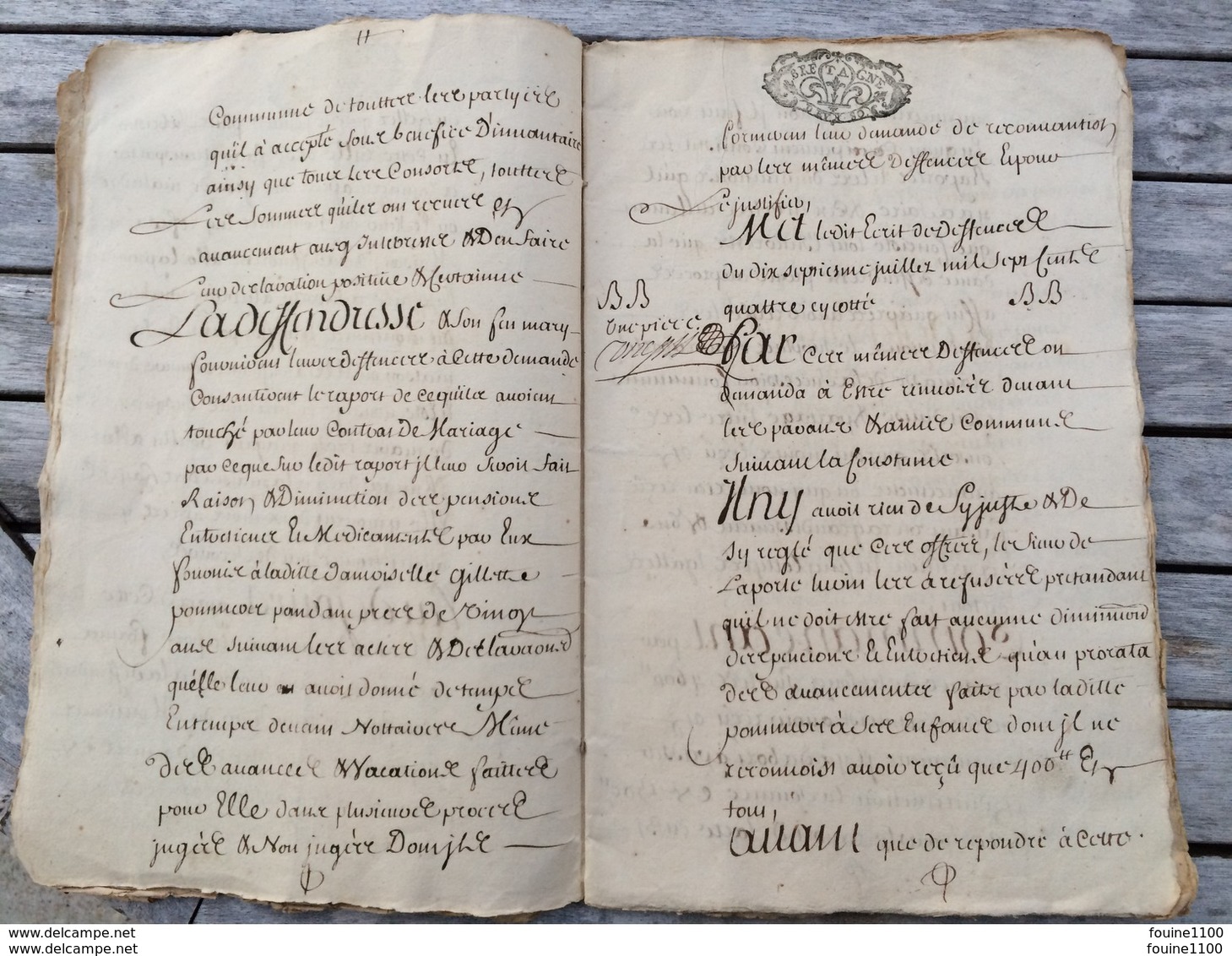 grand cahier année 1707 BRETAGNE pour dame janne turin guillaume de trolong de villeroy  à identifier à traduire