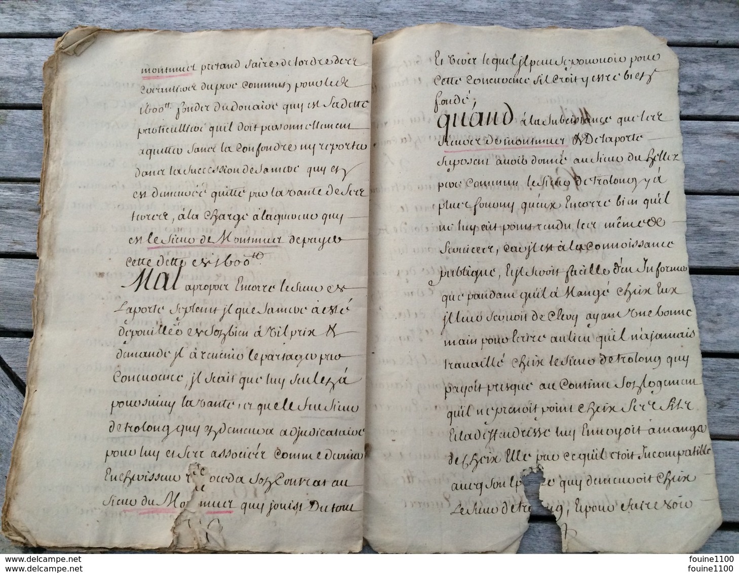 grand cahier année 1707 BRETAGNE pour dame janne turin guillaume de trolong de villeroy  à identifier à traduire