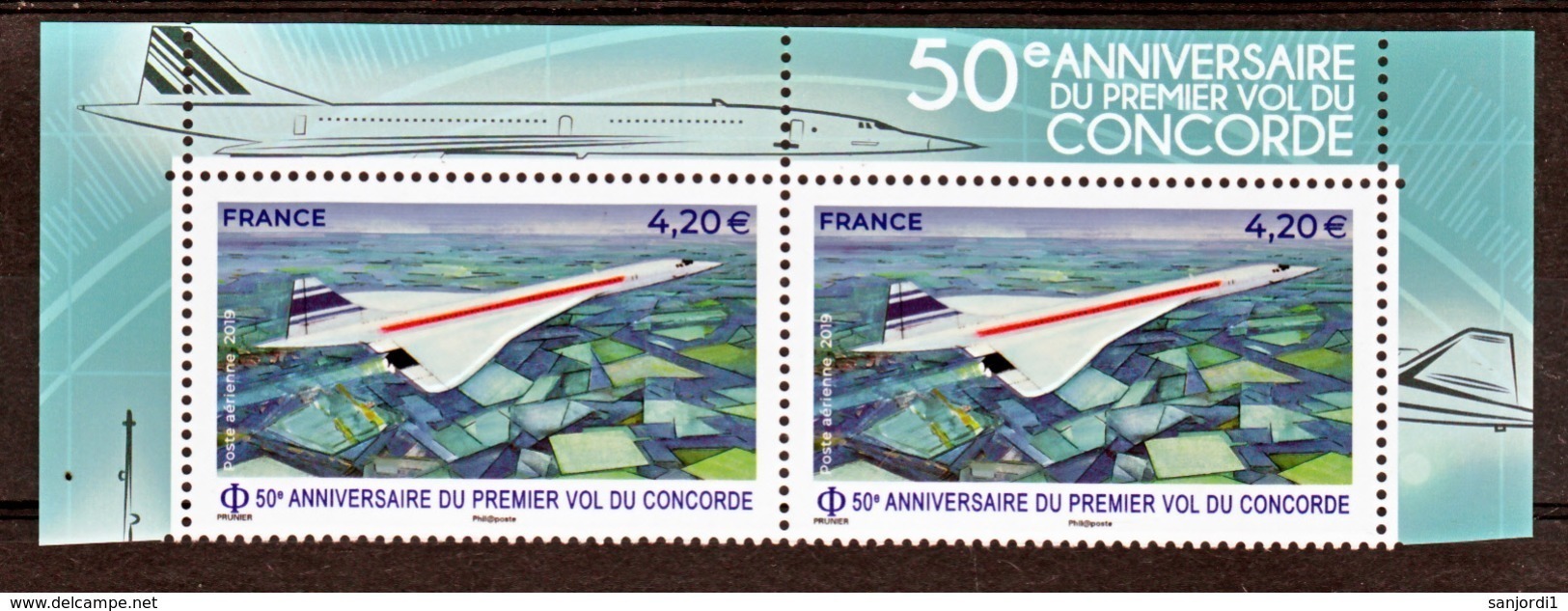 France PA 83 2019 Concorde Haut De Feuille  (feuille De 10) Neuf ** TB MNH Sin Charnela Faciale 8.4 - 1960-.... Mint/hinged