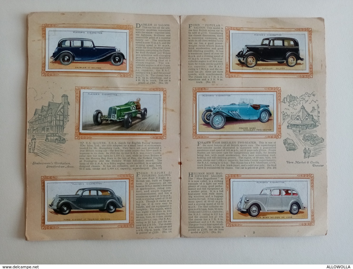 6018 "AN ALBUM OF MOTOR CARS-ISSUED BY JOHN PLAYER & SONS-BRANCH OF THE IMPERIAL TOBACCO COMPANY LIMITED"" - Autres & Non Classés