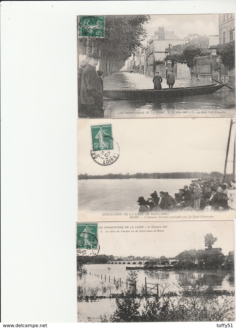 5 CPA:INNONDATION DE LA LOIRE 21 OCTOBRE 1907 IMMENSE TORRENTENFANTS SUR BARQUE QUAI FORT ALLEAUME,TORRENT ROUTE... (45) - Altri & Non Classificati