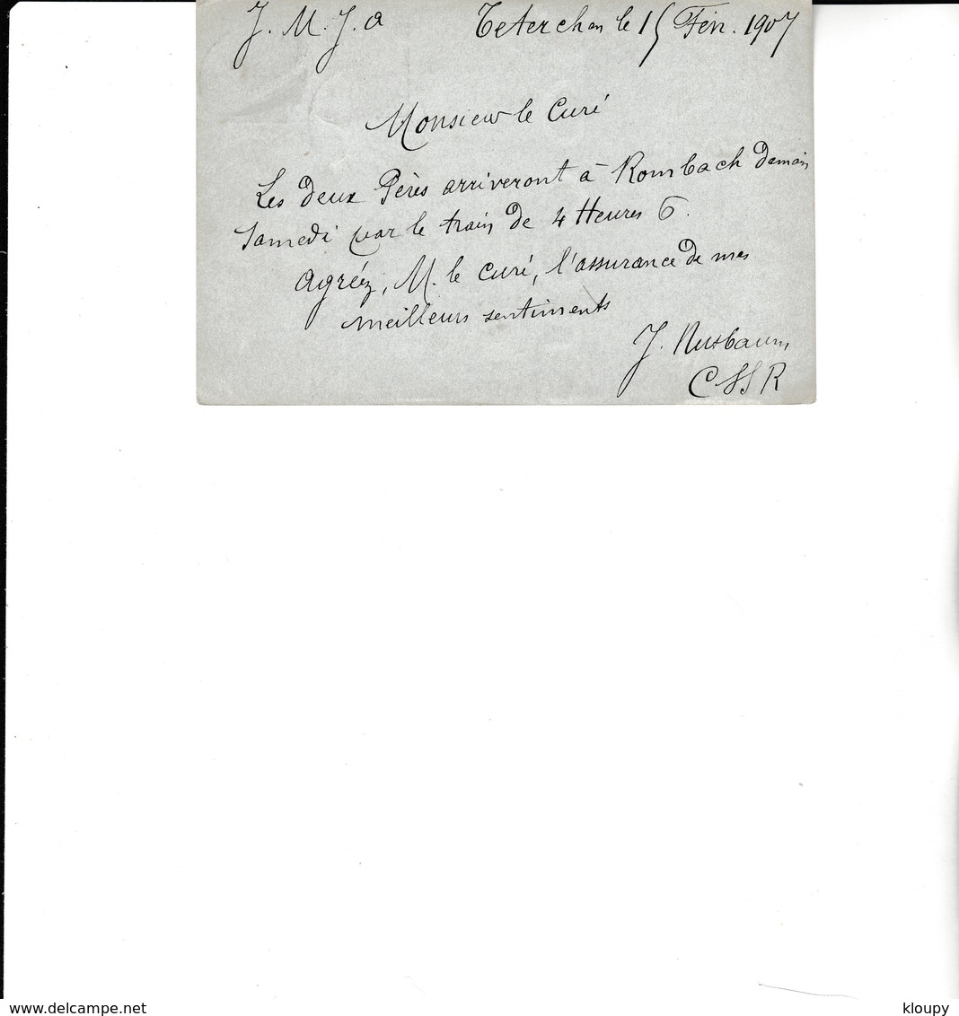 H 4 - Entier Postal Allemand   Avec Cachet TETERCHEN  Pour Curé De VITRY Par ROMBAS 57 - Lothringen - Lettres & Documents