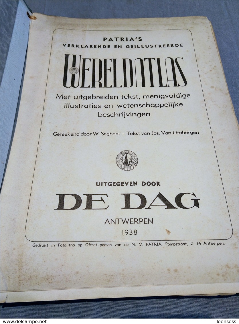 Patria's Wereldatlas, Uitgave "De Dag" Antwerpen, 1939 - Geography