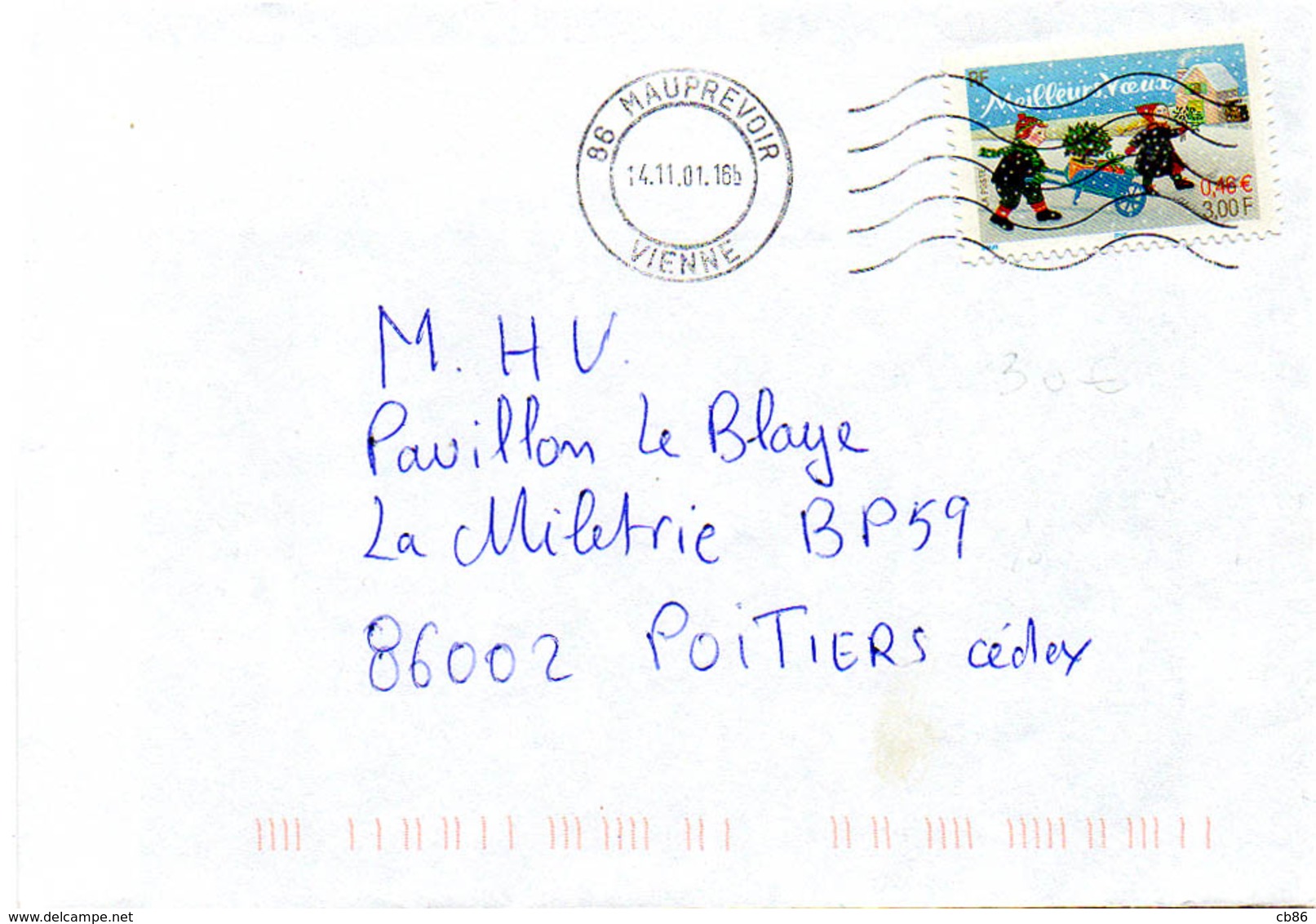 France N° 3440 Sans Bande Phosphore Y. Et T. Flamme Sécap Mauprevoir Vienne Du 14/11/2001 Cote Maury 2018 : 55€ Neuf - 1921-1960: Période Moderne