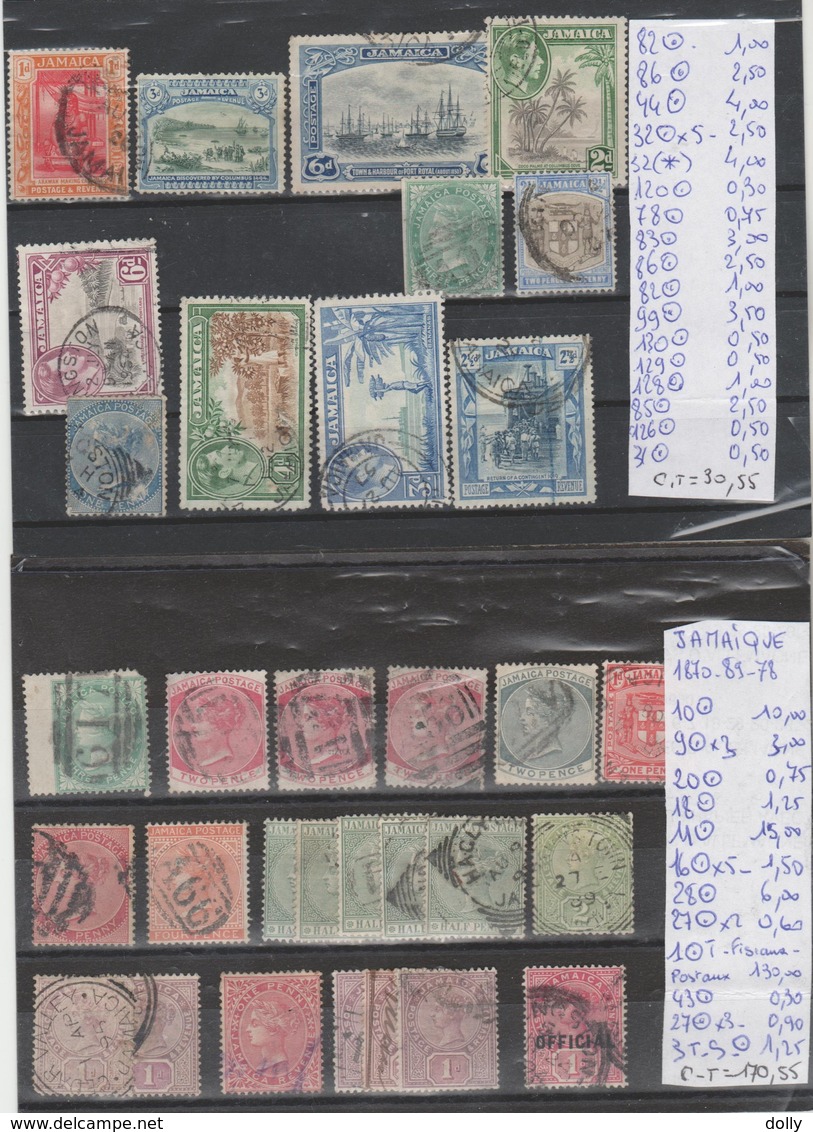 TIMBRE DE JAMAICA NEUF*/ ° / 1870-89-78 Nr VOIR SUR PAPIER AVEC TIMBRES COTE 225.10  € - Jamaique (1962-...)