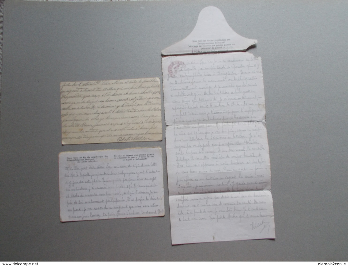 Marcophilie - Lettre Enveloppe Obliteration - Lot 3 Documents Prisonniers Guerre WW1 WW2 (2577) - WW I