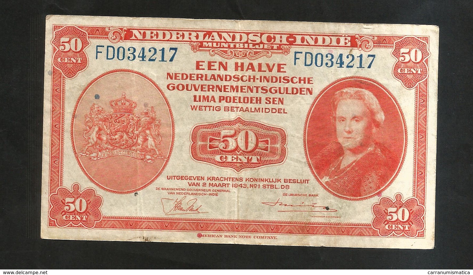 INDIE OLANDESI / NEDERLANDSCH - INDIE - 50 CENTS (1943) - Indie Olandesi