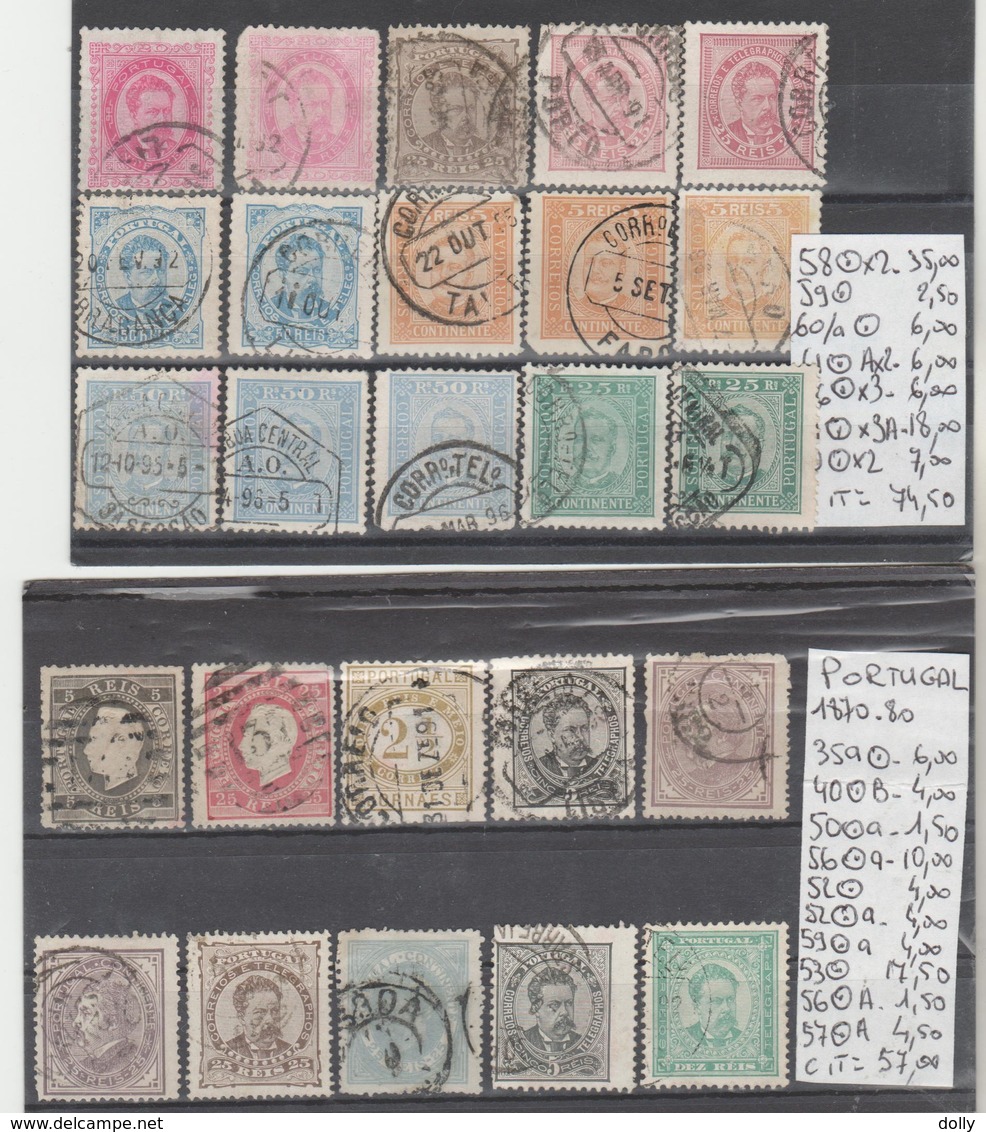 TIMBRE DU PORTUGAL NEUF** MNH (*) / ° / 1870-80 Nr VOIR SUR PAPIER AVEC TIMBRES COTE 242.30  € - Ongebruikt