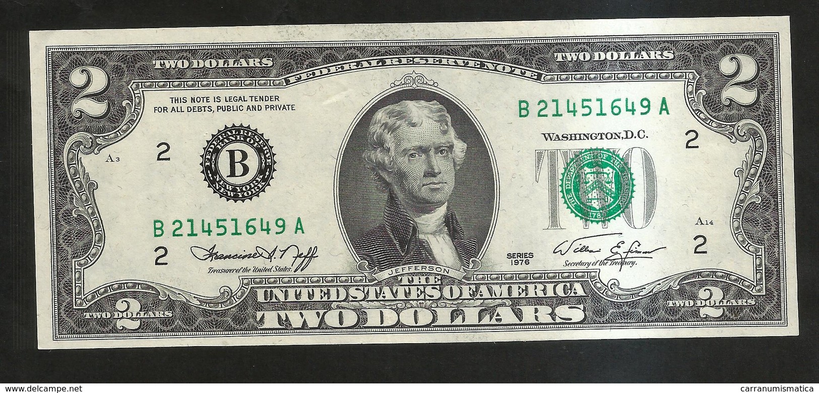 U.S.A. - SILVER CERTIFICATE - 2 DOLLARS (SERIES 1976) - Bilglietti Della Riserva Federale (1928-...)