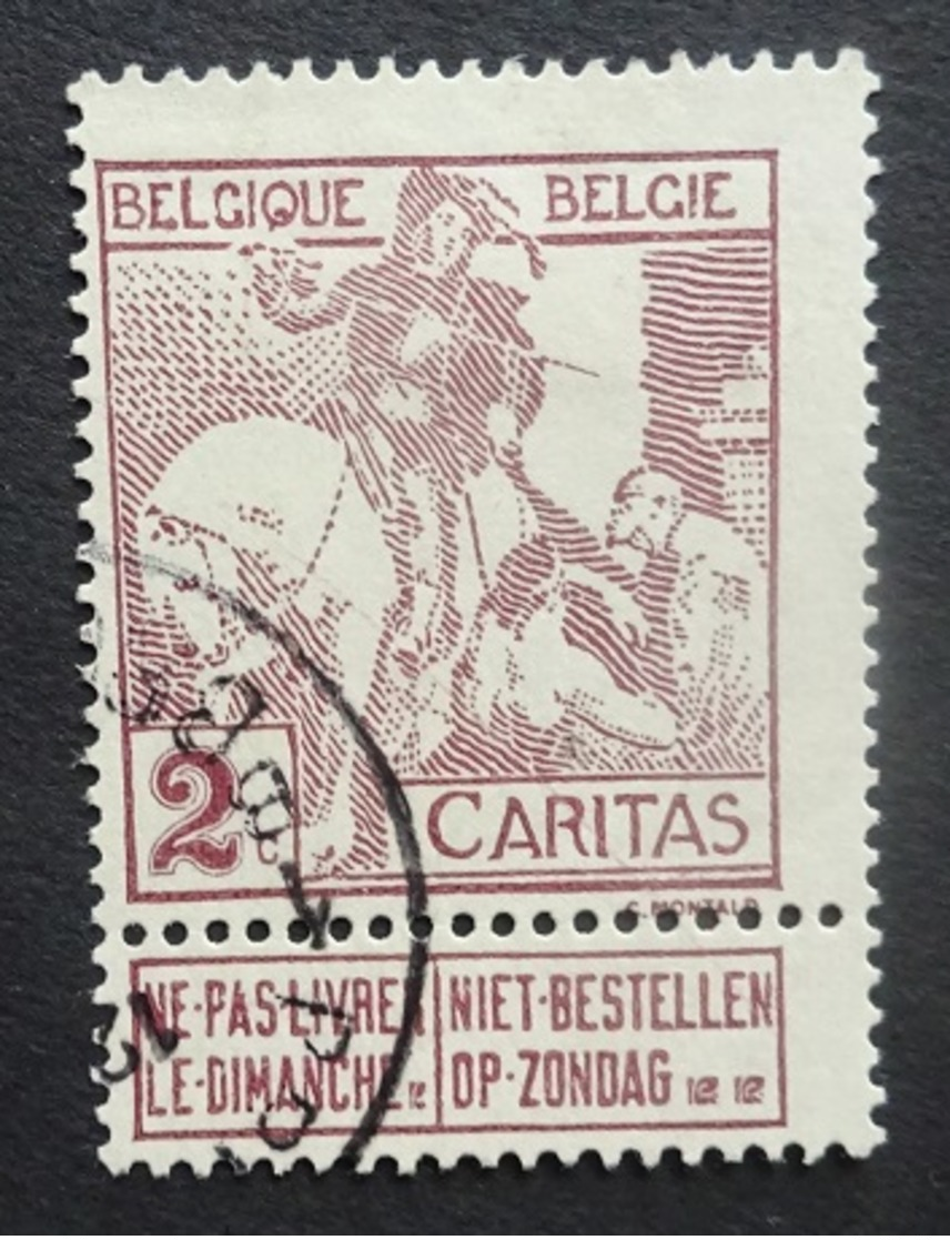 BELGIE   1911  Caritas   Nr. 94   V   - Verlengde 'L'    'Balasse'   Gestempeld   -  Zie Foto  CW 150,00 - 1910-1911 Caritas