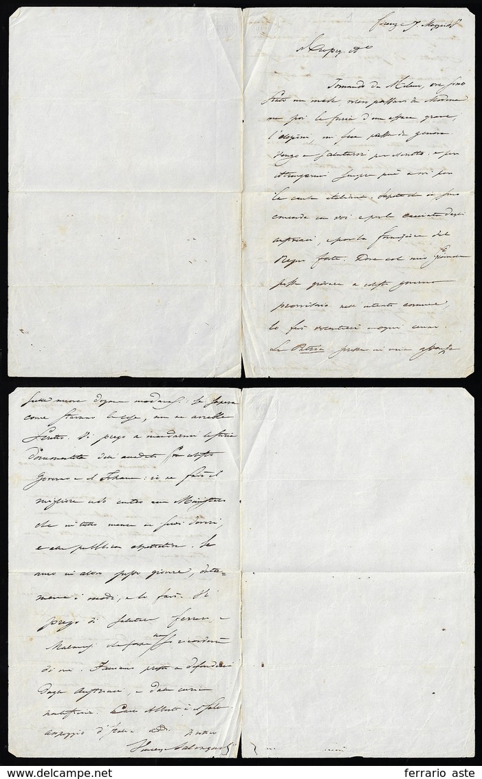 1848 - Vincenzo Salvagnoli - Lettera Manoscritta Autografa E Firmata Dal Celebre Patriota, Scritta A... - Sonstige & Ohne Zuordnung