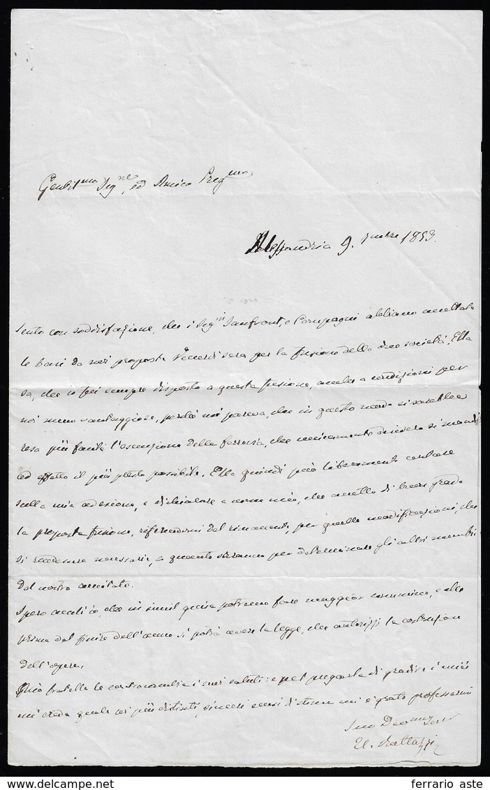1853 - Urbano Rattazzi - Lettera Manoscritta Autografa E Firmata Scritta Ad Un Amico Ad Alessandria ... - Andere & Zonder Classificatie