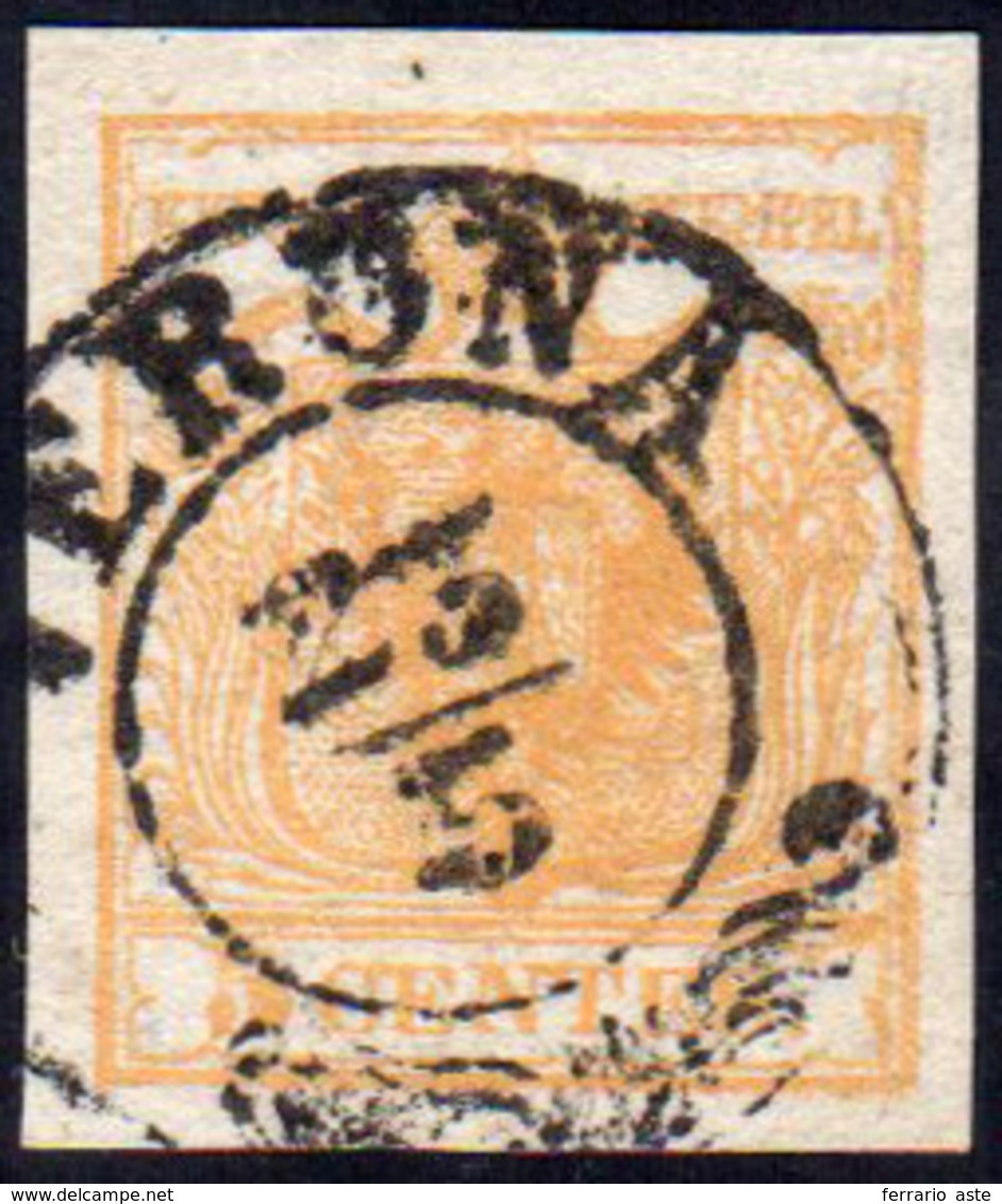 1850 - 5 Cent. "braunorange" (1, Colore Non Catalogato Del Sassone), Perfetto, Usato A Verona 23/5. ... - Lombardo-Veneto