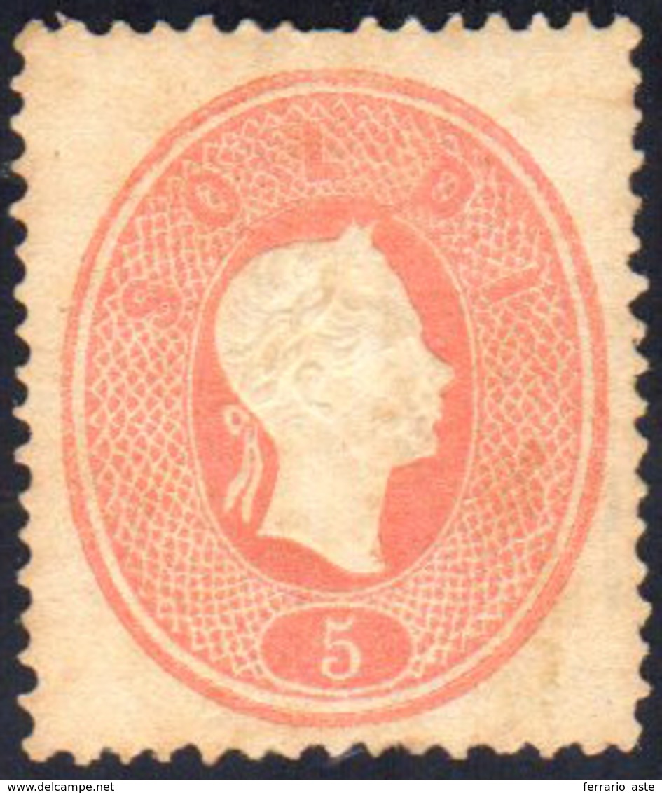 1861 - 5 Soldi Rosso (33), Gomma Originale, Lieve Assottigliamento, Buono Stato. Em.Diena, G.Oliva, ... - Lombardo-Venetien