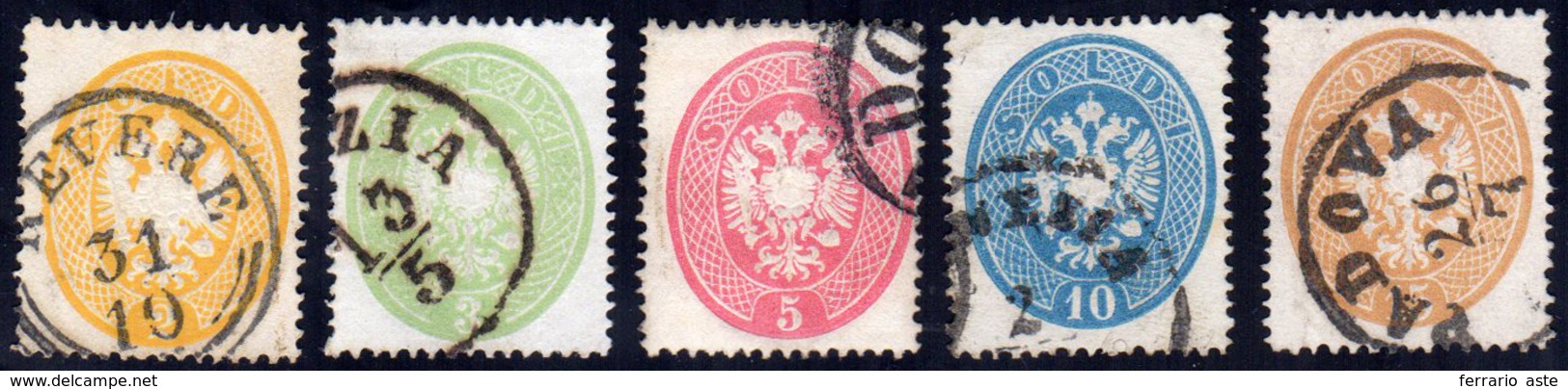 1863 - IV Emissione, Dent. 14 (36/40), Usati, Perfetti. A.Zanaria Per Il N. 36 E Em.Diena Per Il N. ... - Lombardo-Venetien