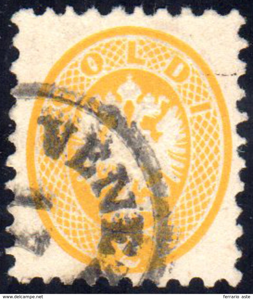 1865 - 2 Soldi Giallo, Dent. 9 1/2 (41), Perfetto, Usato A Venezia. Ferrario.... - Lombardo-Vénétie