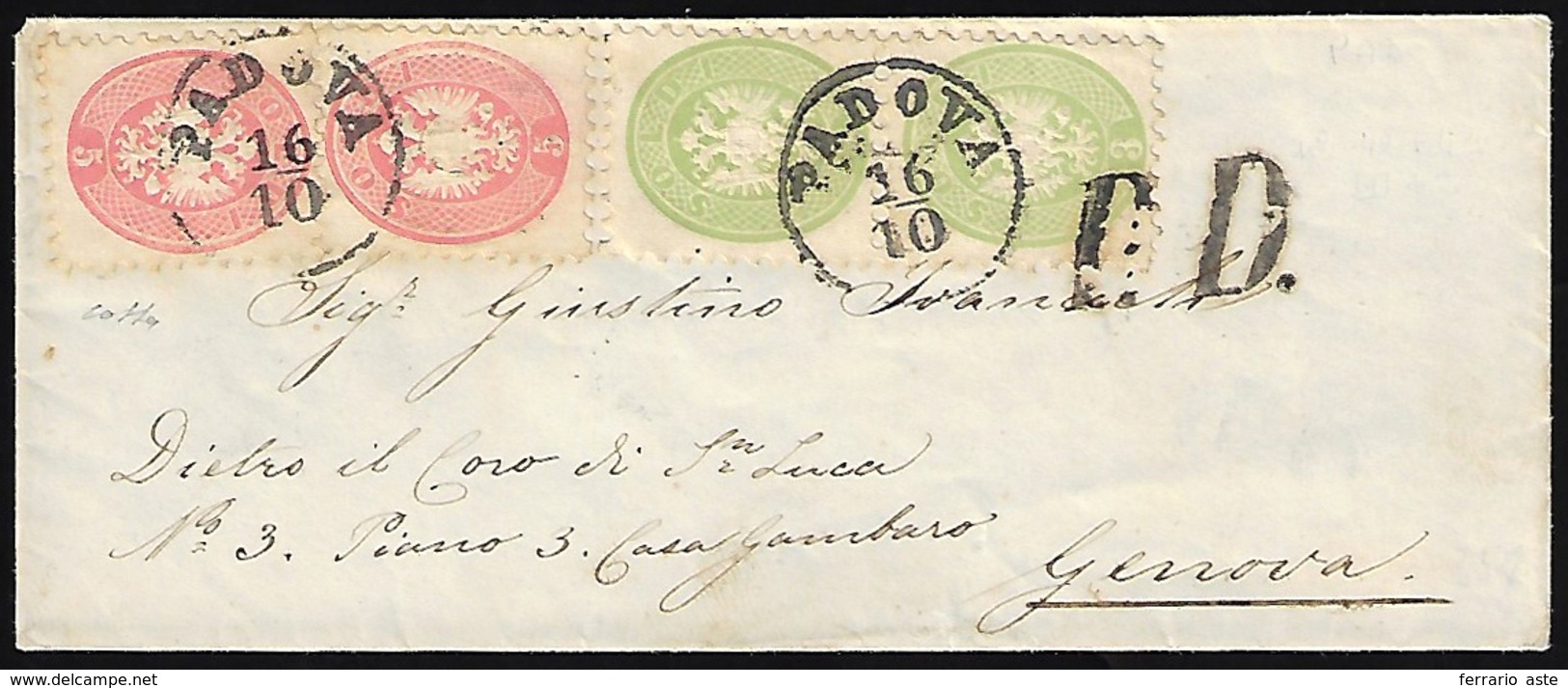 1864 - 3 Soldi Verde, Coppia, 5 Soldi Rosa, Due Esemplari, Tutti Dent. 9 1/2 (42,43), Perfetti, Su B... - Lombardy-Venetia