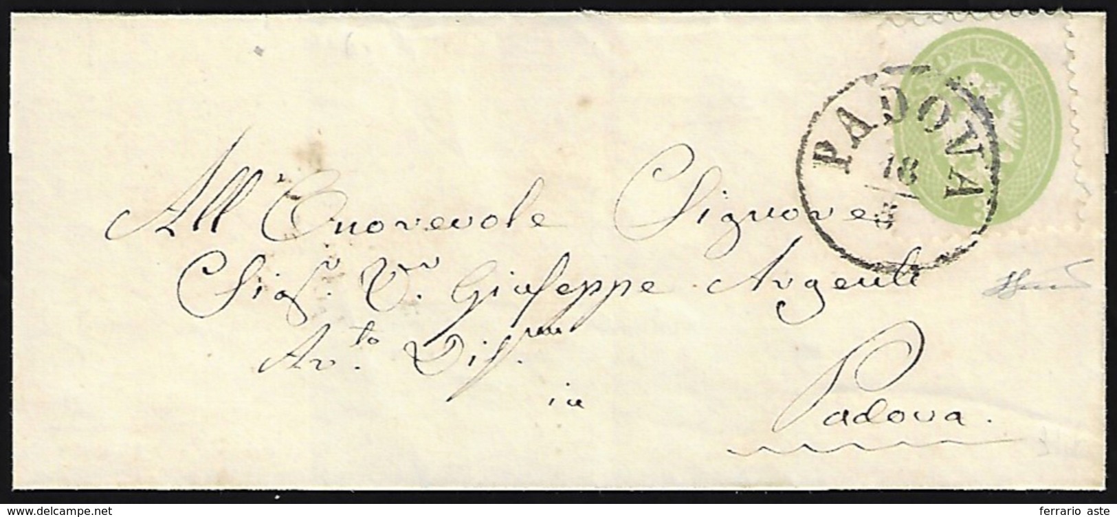 1864 - 3 Soldi Verde Giallastro, Dent. 9 1/2 (42a), Perfetto, Isolato Su Sovracoperta Di Lettera Da ... - Lombardo-Venetien