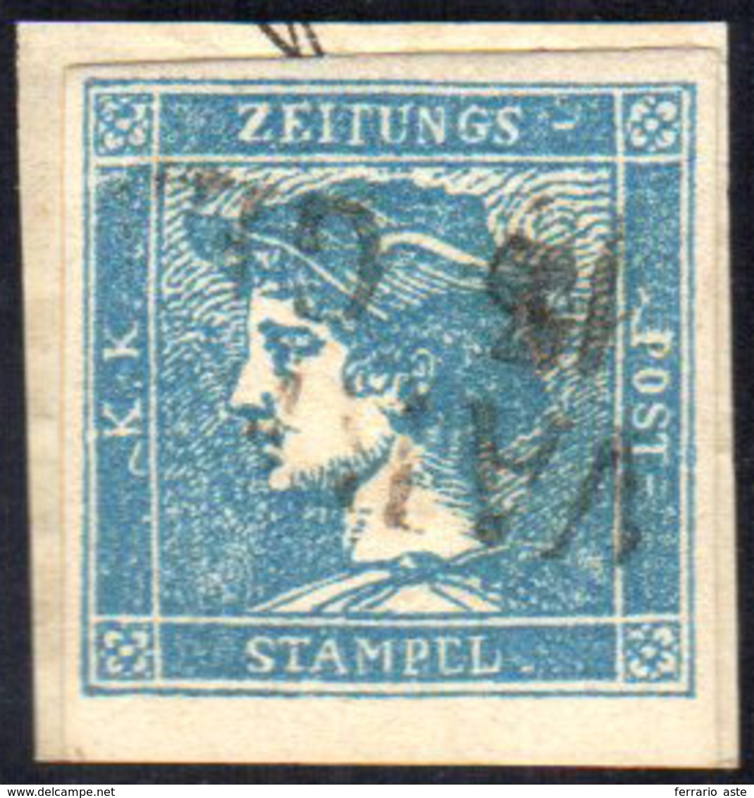 1851 - 3 Cent. Mercurio Azzurro, III Tipo (3), Perfetto, Usato Su Piccolo Frammento A Varese. Cert. ... - Lombardo-Venetien