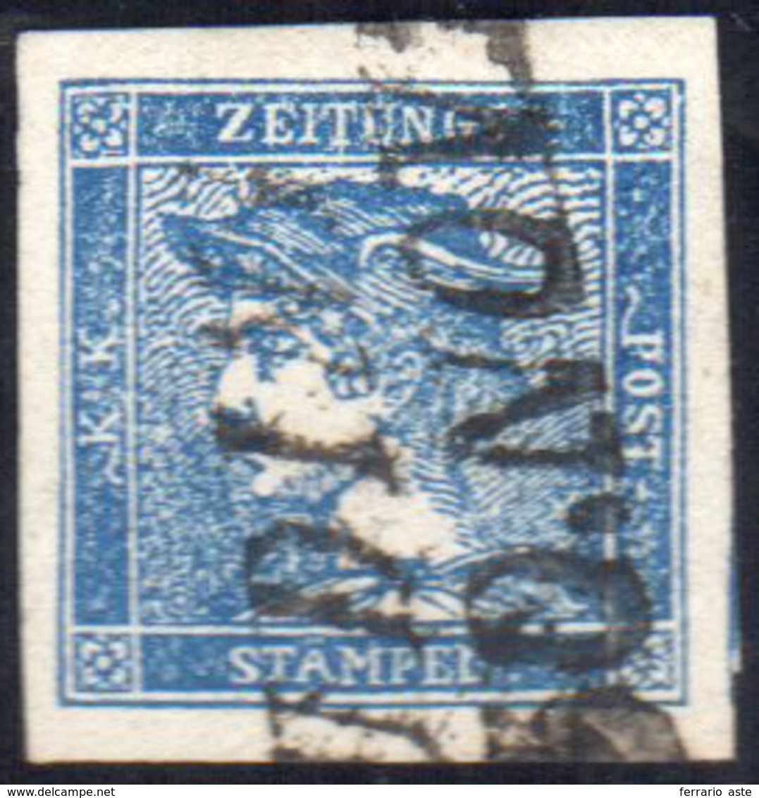 1851 - 3 Cent. Mercurio, Azzurro Scuro (3a), Perfetto, Usato A Udine 30/11. Bello! A.Diena.... - Lombardy-Venetia