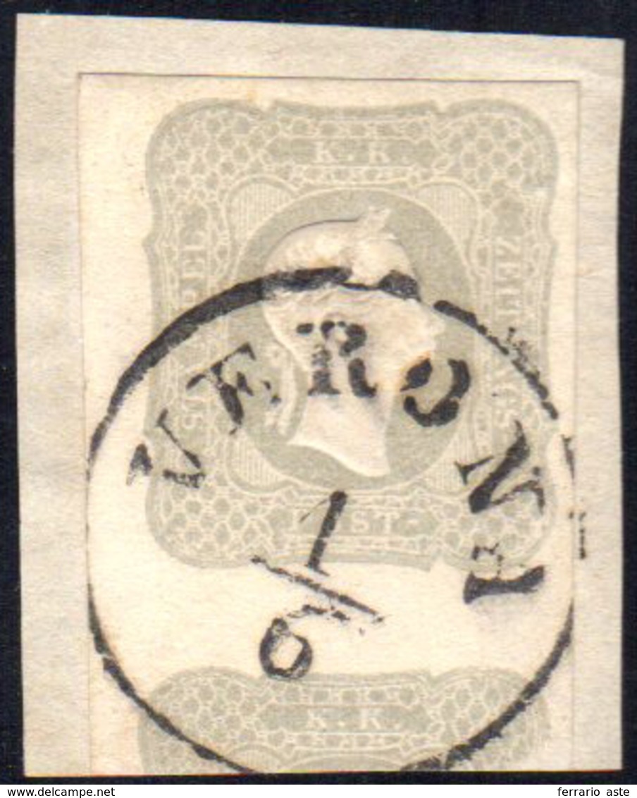 1861 - 1,05 S. Grigio Chiaro (10), Perfetto E Con Parte Del Francobollo Inferiore, Usato Su Piccolo ... - Lombardo-Venetien