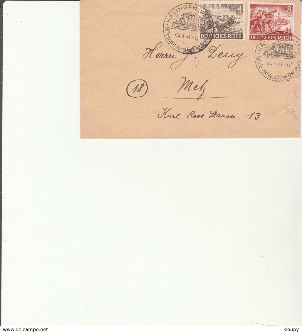 H 4 - Enveloppe Avec Cachet Allemand HAYINGEN - Lothringen - Covers & Documents