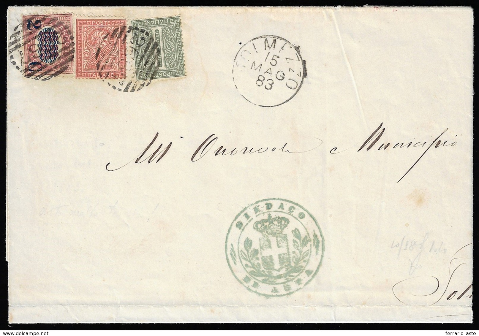 1883 - 1 Cent. E 2 Cent. De La Rue, Tiratura Di Torino, 2 Cent. Su 10,00 Lire Servizio Soprastampati... - Otros & Sin Clasificación