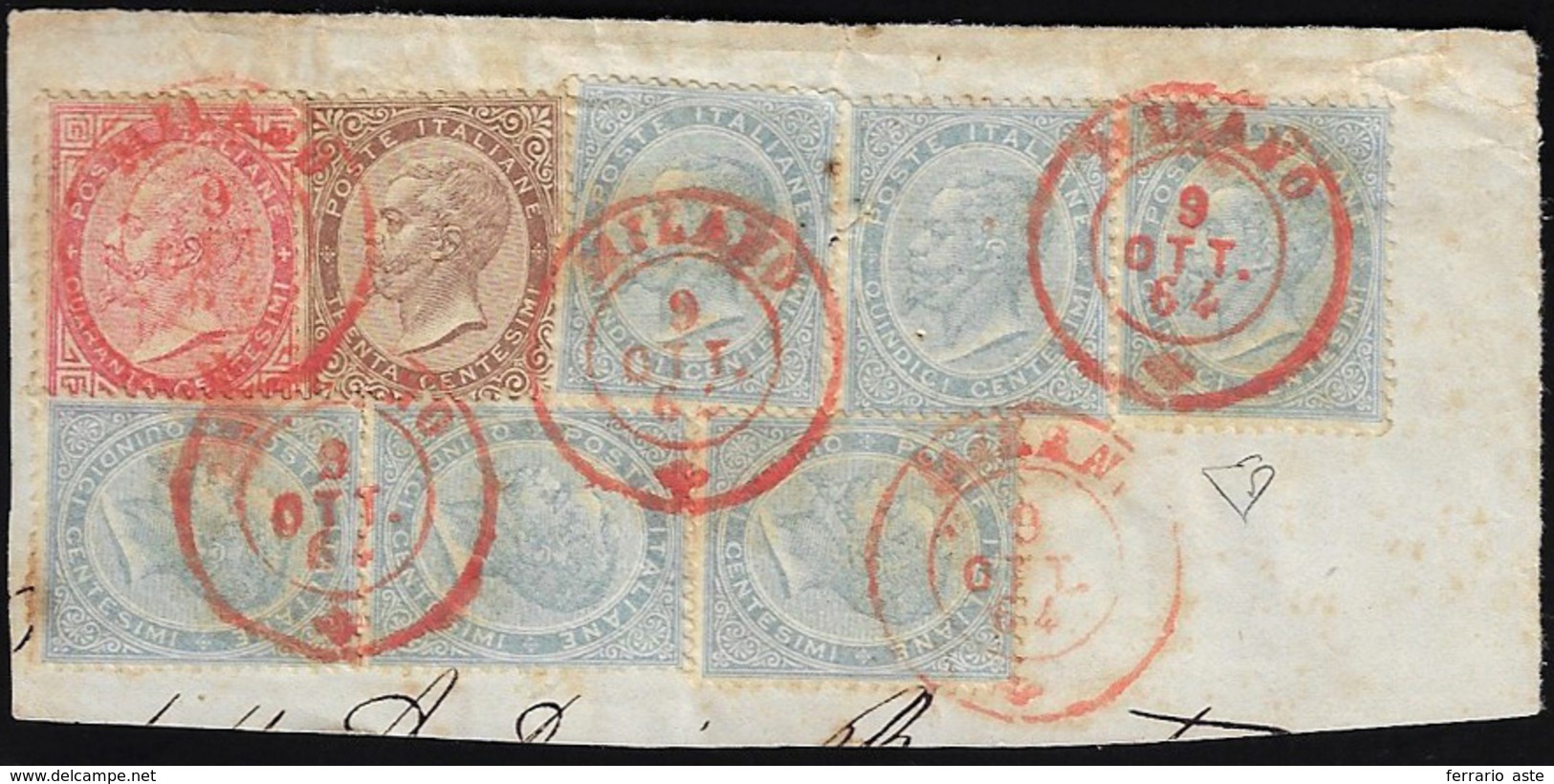 1863 - 15 Cent., Sei Esemplari, 30 Cent., 40 Cent. De La Rue, Tiratura Di Londra (L18/L20), Ottimo S... - Other & Unclassified