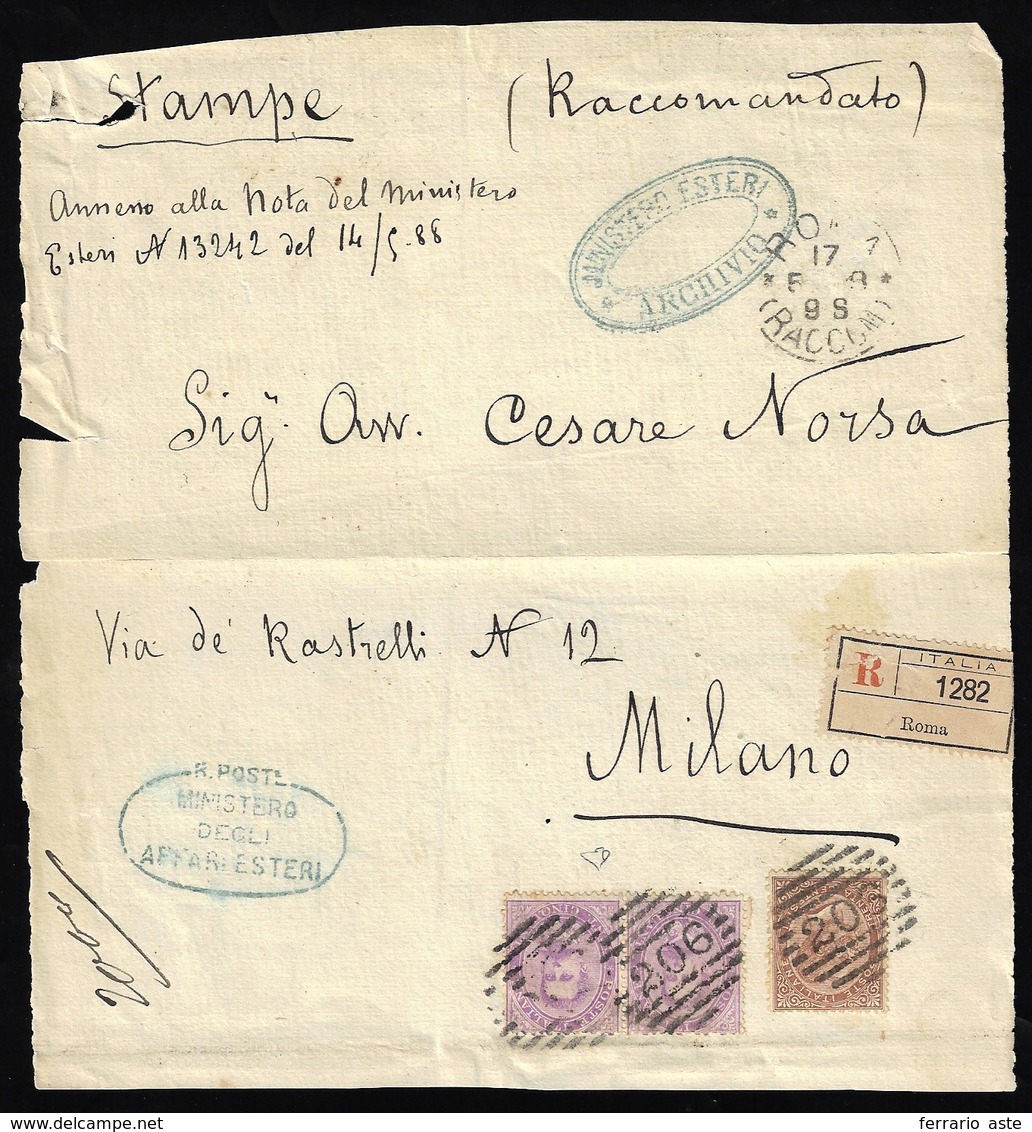 1888 - 30 Cent. De La Rue, Tiratura Di Torino, In Affrancatura Mista Con 50 Cent. Umberto I, Coppia ... - Andere & Zonder Classificatie