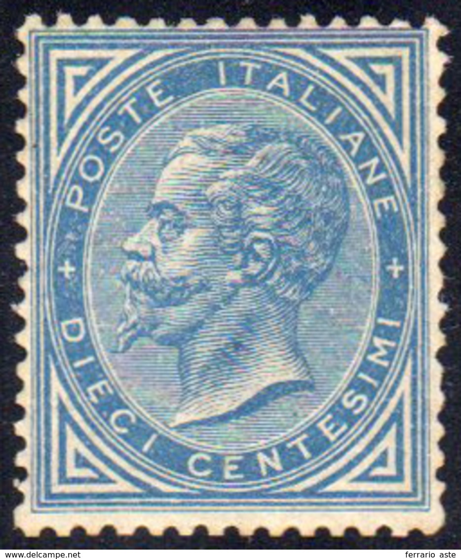 1877 - 10 Cent. Azzurro (27), Buona Centratura, Gomma Integra, Perfetto. Bello! A.Diena, Cert. Ferra... - Other & Unclassified