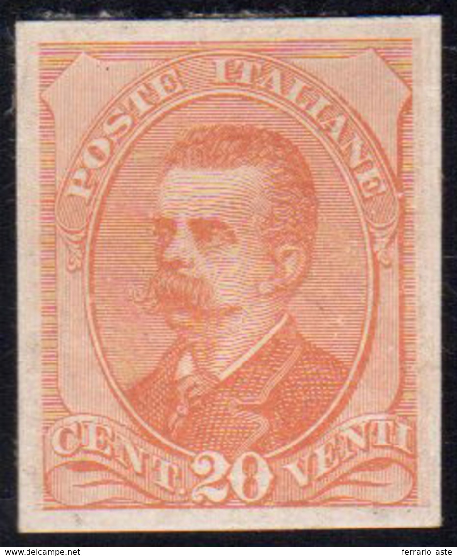 1891 - 20 Cent. Arancio, Umberto I, Tipo Del N. 61, Prova Su Carta Gessata Spessa, Non Dentellata, N... - Sonstige & Ohne Zuordnung