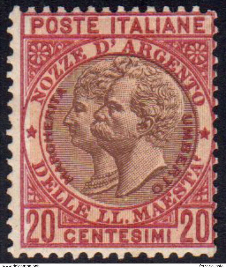 1893 - 20 Cent. Nozze D'argento Rosso Bruno E Bruno, Non Emesso (64A), Gomma Integra, Perfetto. Molt... - Sonstige & Ohne Zuordnung