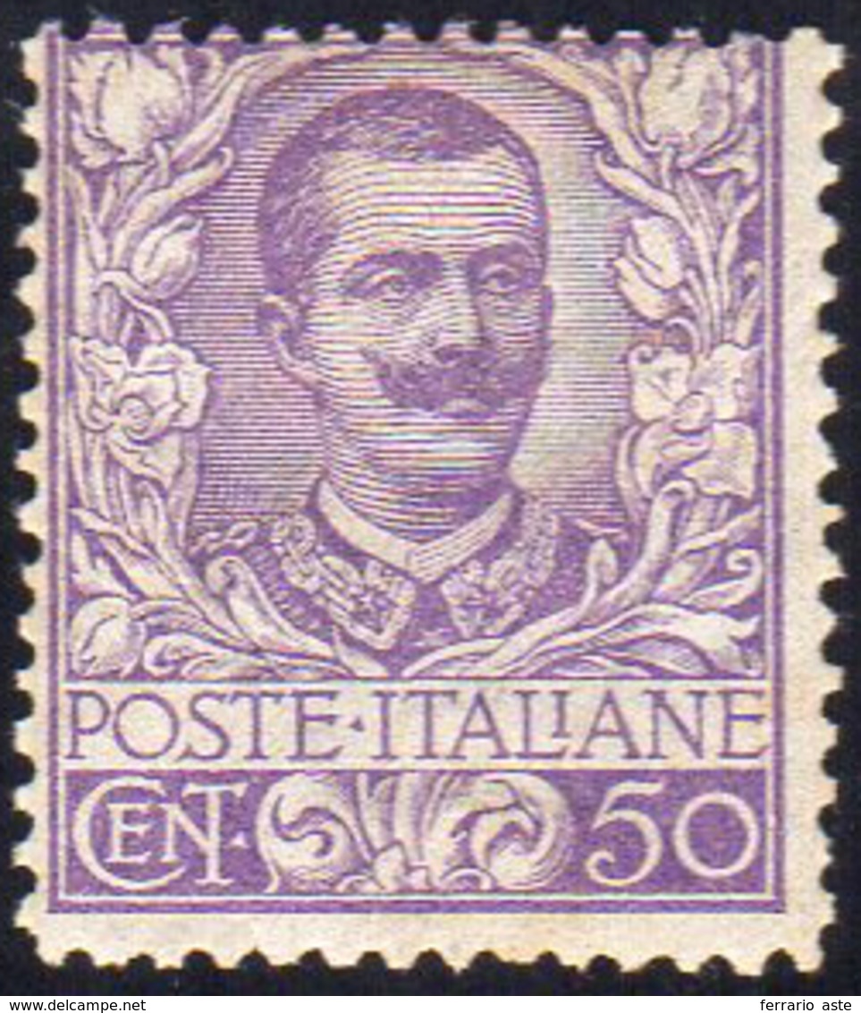 1901 - 50 Cent. Floreale (76), Gomma Integra, Perfetto. Molto Fresco. A.Diena, G.Bolaffi, Cert. Fina... - Otros & Sin Clasificación