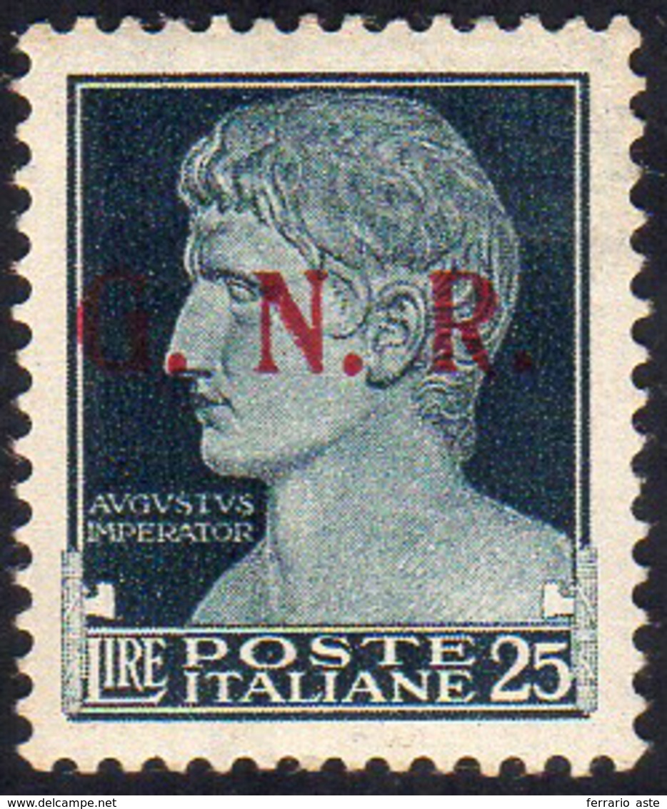 1943 - 25 Lire Soprastampa G.N.R. Di Brescia, III Tipo (488/III), Gomma Originale Integra, Perfetto.... - Other & Unclassified