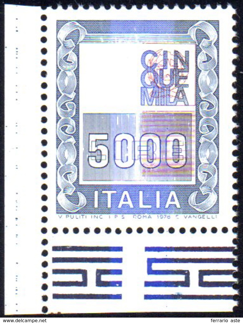 1978 - 5.000 Lire Alti Valori, Senza Effigie, Francobollo Naturale (Bolaffi 2011 1542B, € 10.650), A... - Autres & Non Classés