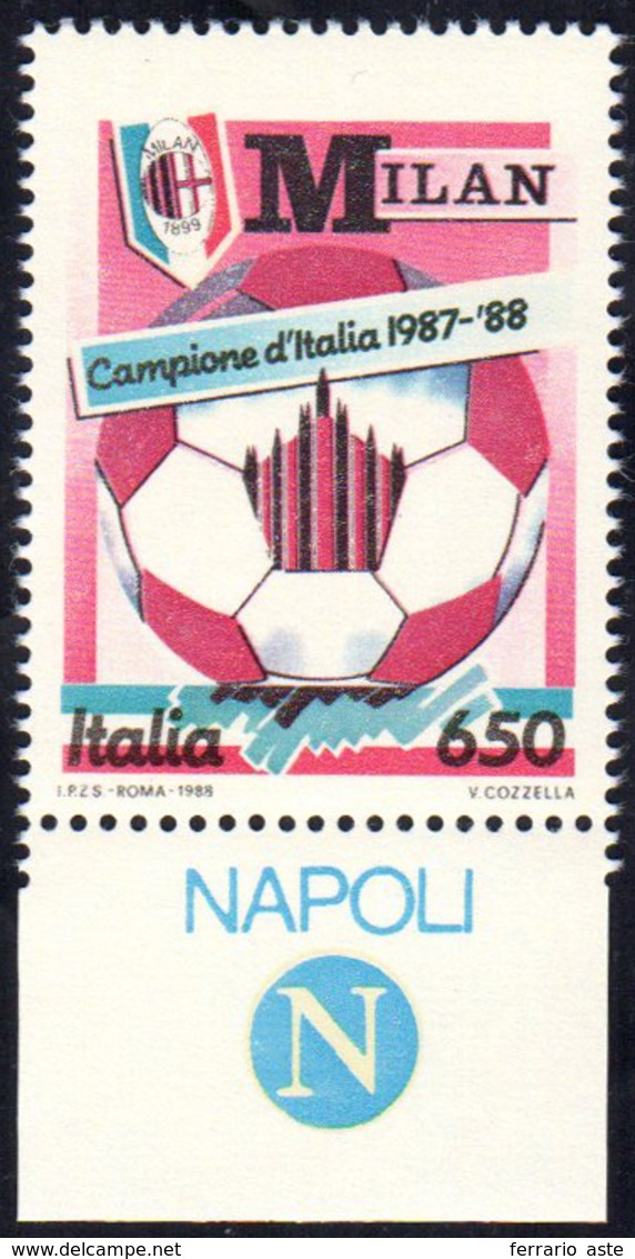 1989 - 650 Lire Milan, Appendice Napoli, Stampa Del Giallo Evanescente (1836), Gomma Integra, Perfet... - Andere & Zonder Classificatie