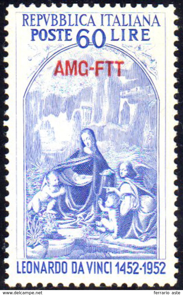 1952 - 60 Lire Leonardo Da Vinci, Soprastampa Rossa (145B), Gomma Integra, Ottimo Stato. Molto Raro,... - Other & Unclassified