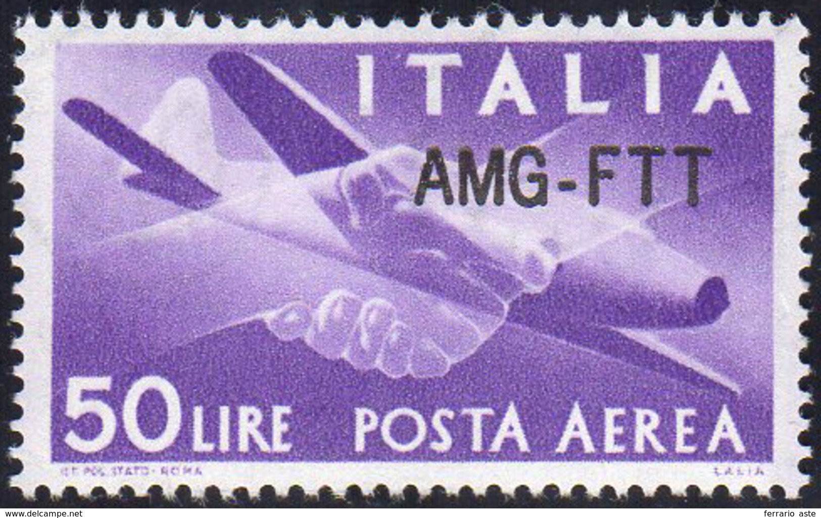 POSTA AEREA 1954 - 50 Lire, Nuovo Tipo Di Soprastampa (22A), Ottima Centratura, Gomma Integra, Perfe... - Sonstige & Ohne Zuordnung