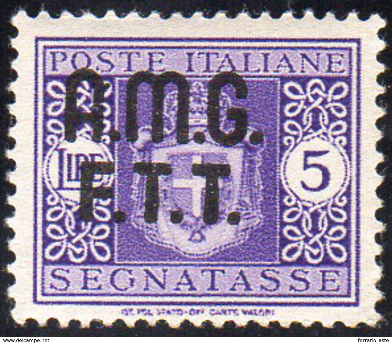 SEGNATASSE 1947 - 5 Lire, Senza Filigrana (4A), Gomma Originale, Perfetto. Raro.... - Andere & Zonder Classificatie