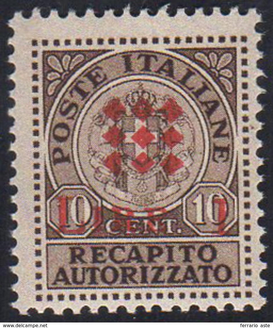 GUIDIZZOLO 1945 - 1 L. Su 10 Cent. Bruno, Soprastampa Modificata In Rosso, Non Emesso (1B), Nuovo, G... - Unclassified