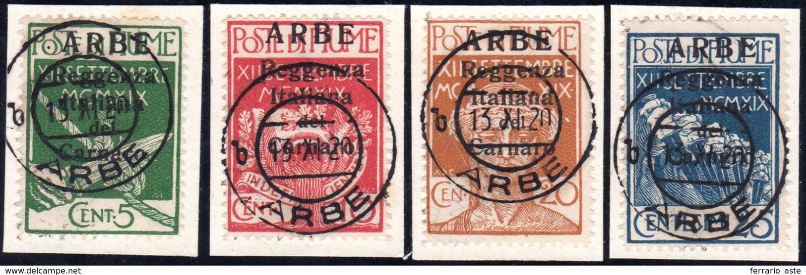 ARBE 1920 - Prima Emisisone (1/4), Perfetti, Usati Su Frammento Ad Arbe 13/11/1920. Primo Giorno Di ... - Andere & Zonder Classificatie