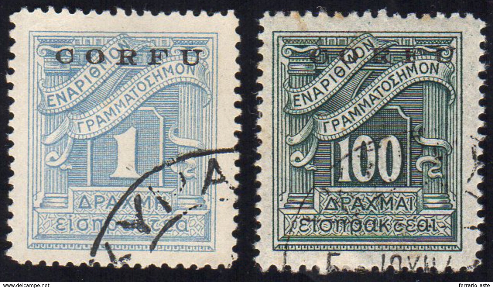 CORFU' SEGNATASSE 1941 - 1 D. E 100 D. Soprastampati (4,11), Usati, Perfetti. Cert. Oliva Per Il N. ... - Other & Unclassified