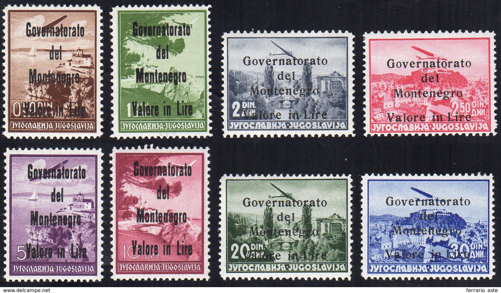 MONTENEGRO POSTA AEREA 1942 - Soprastampati "Governatorato Del Montenegro" In Nero (10/17), Gomma In... - Autres & Non Classés