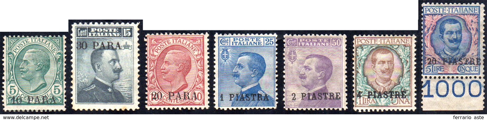 COSTANTINOPOLI 1908 - Seconda Emissione Locale, Serie Completa (8/14), Gomma Originale, Leggera Trac... - Amtliche Ausgaben