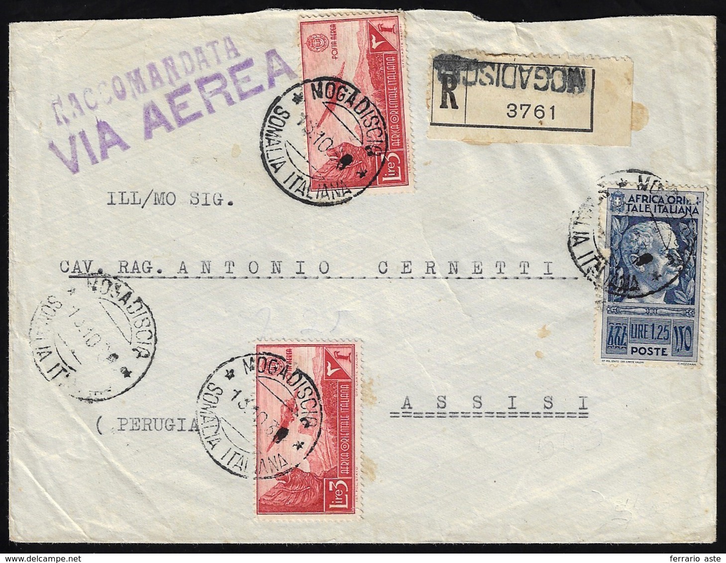 POSTA AEREA 1938 - 3 Lire Posta Aerea, Due Esemplari, 1,25 Lire (A8,13), Buono Stato, Su Aerogramma ... - Italian Eastern Africa