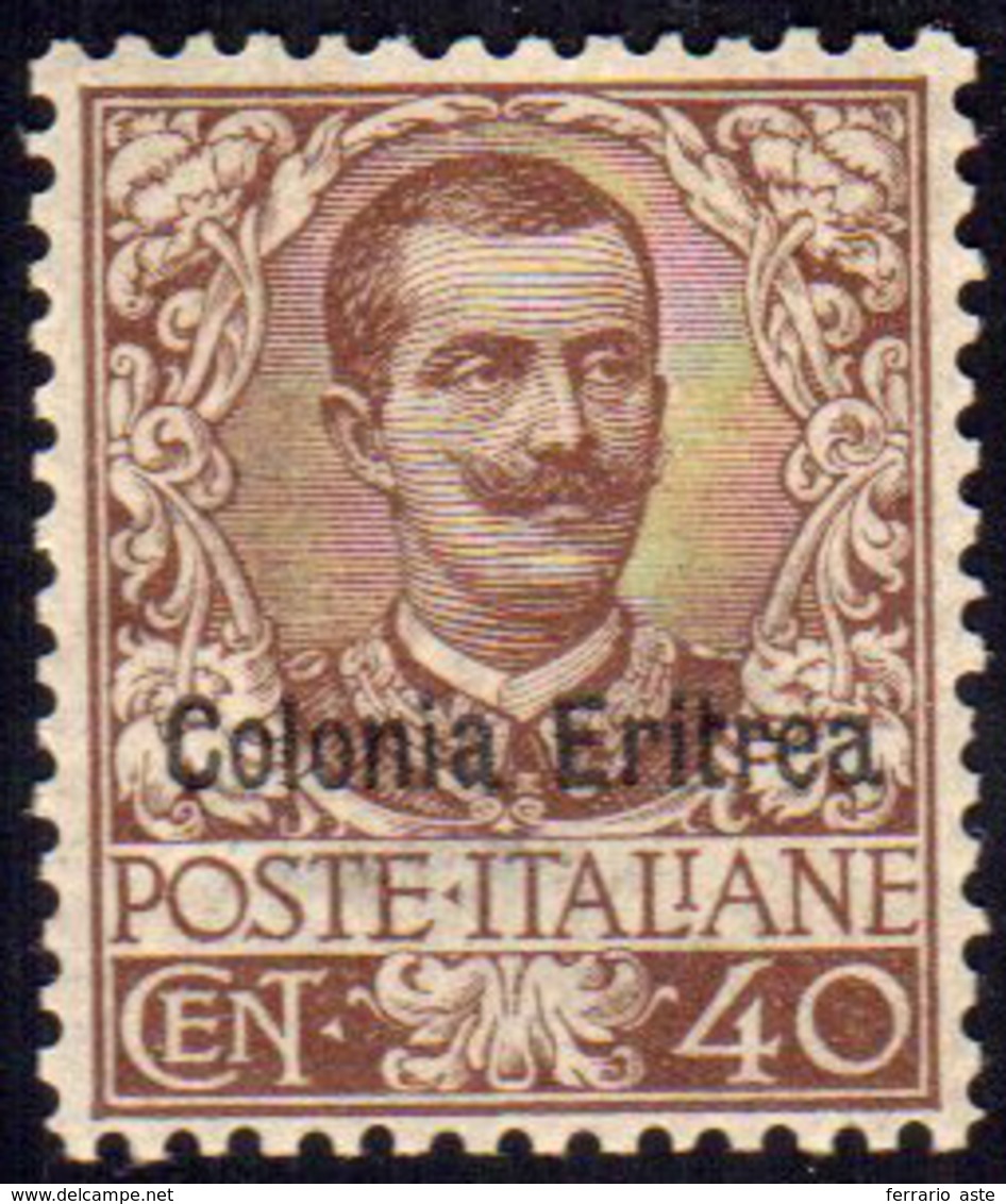 1903 - 40 Cent. Floreale (25), Ottima Centratura, Gomma Originale, Impercettibile Traccia Di Linguel... - Eritrea