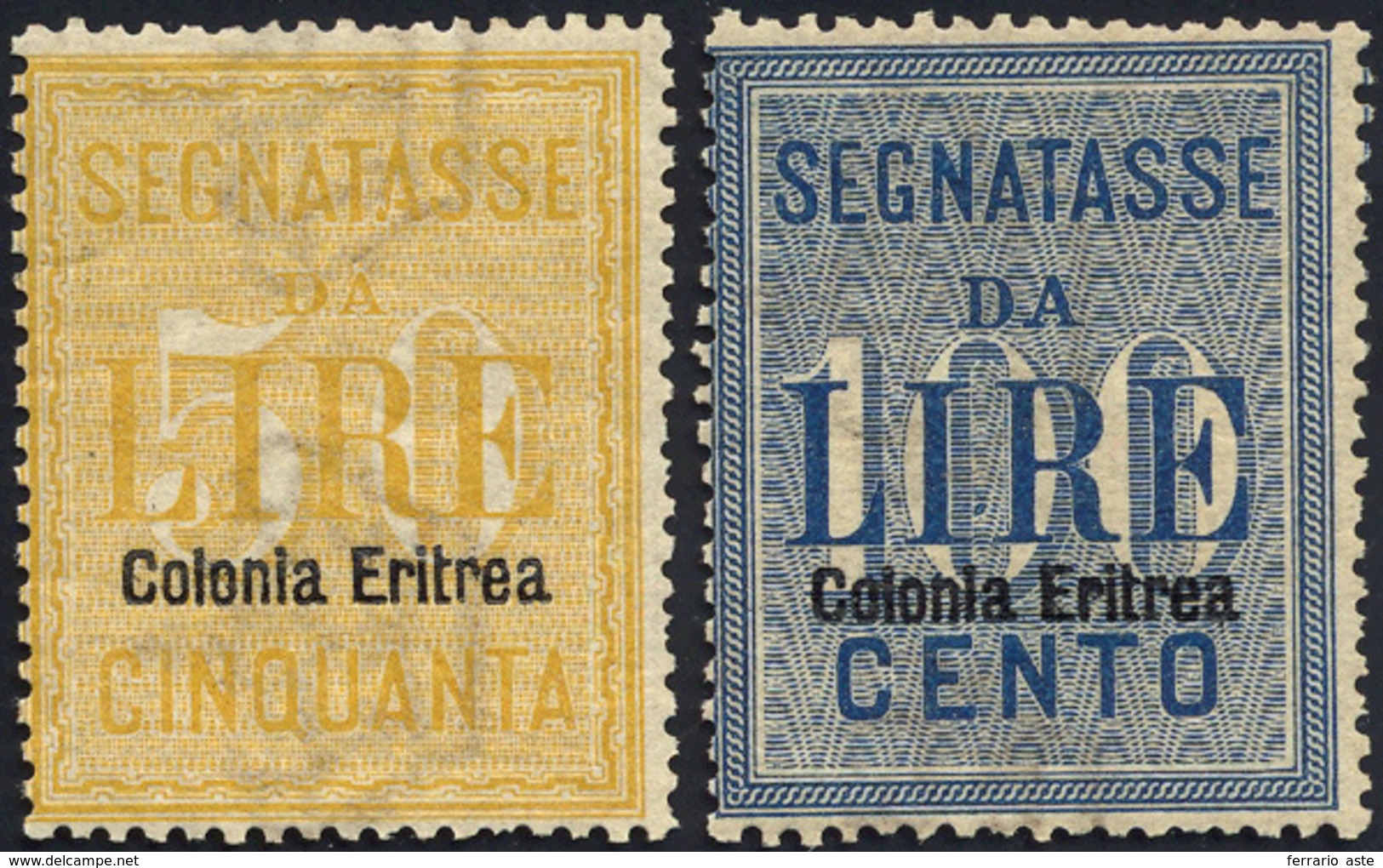 SEGNATASSE 1903 - Alti Valori Soprastampati (12/13), Gomma Integra, Perfetti. Cert. Commerciale.... - Eritrea