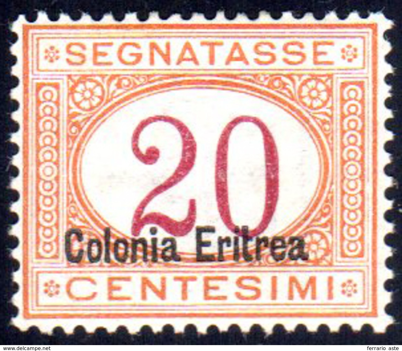 SEGNATASSE 1920 - 20 Cent. Soprastampato In Basso (16), Ottima Centratura, Gomma Integra, Perfetto. ... - Eritrea