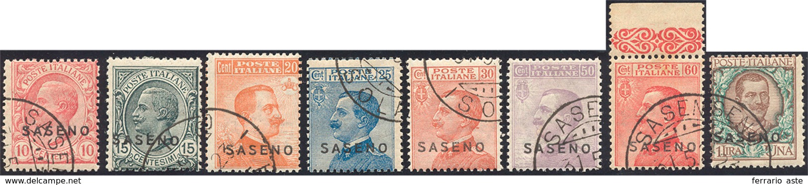 1923 - Soprastampati (1/8), Usati, Perfetti.... - Saseno